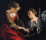 GENTILESCHI, Orazio Saint Cecilia with an Angel France oil painting artist